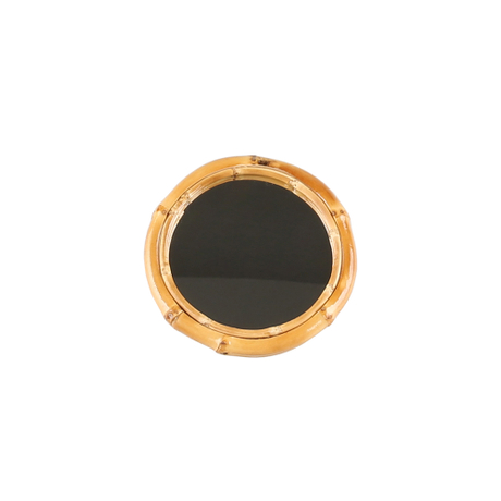 Cermin Mini Saku Bulat Akar Bambu Portabel