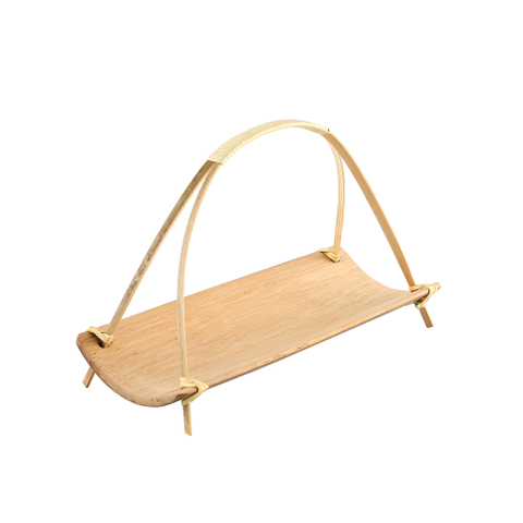 Nampan Makanan Piring Makanan Penutup Hidangan Sushi Bambu Alami dengan Pegangan