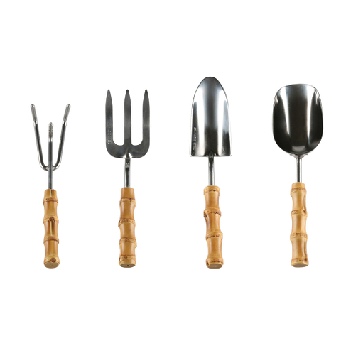 Edelstahl-Bambuswurzelgriff-Gartenpflanzen-Werkzeugset