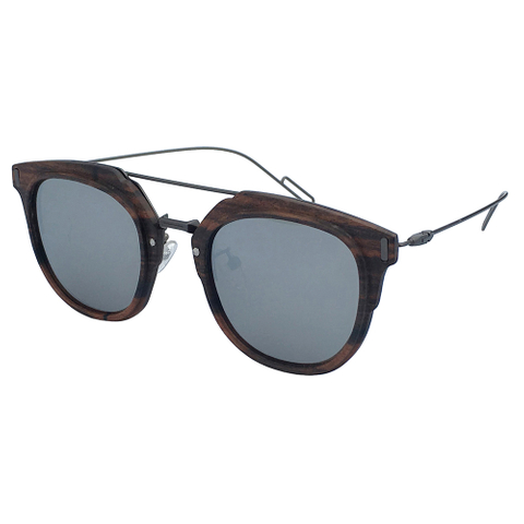 Kacamata Hitam Kayu Eboni Logam Merek Mewah