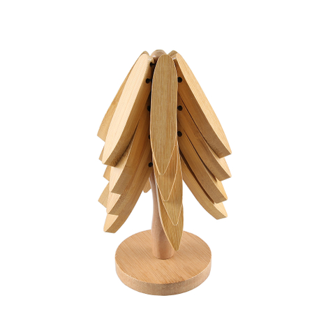 Daun Pohon Berdiri Tatakan Kaki Tiga Kayu Bambu