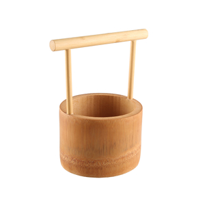 Tubo de bambu natural de bambu Sobremesa Snacks Snacks Fruit Bowl Serving Casket com alça